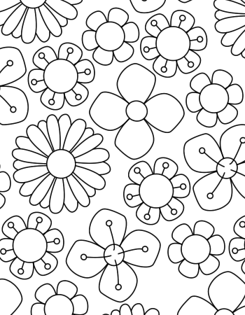 Цветочки много раскраска