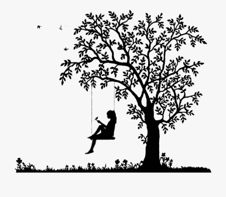 Силуэт под деревом