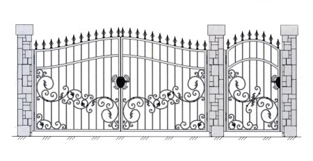 Эскиз ворот с калиткой