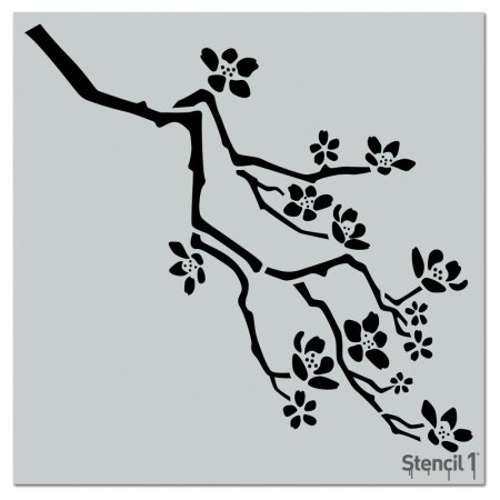 Ветка Сакуры трафарет на стену