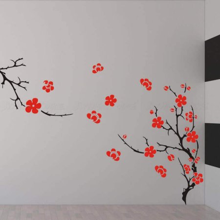 Ветка Сакуры трафарет на стену