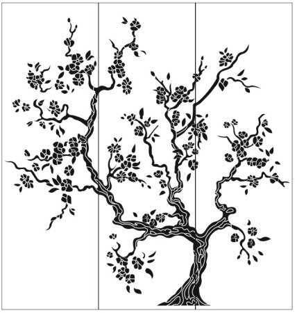 Дерево Сакуры трафарет