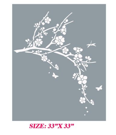 Веточка трафарет цветы