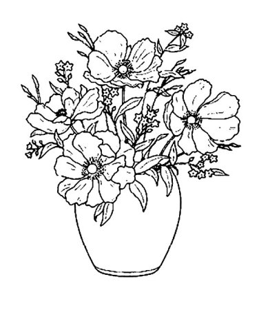 Шаблон вазы с цветами