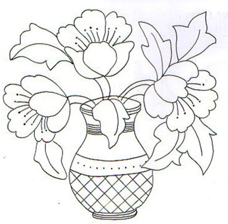 Ваза с цветами раскраска