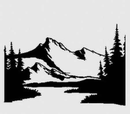 Горный пейзаж силуэт