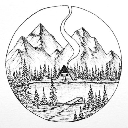 Горы в кругу эскиз