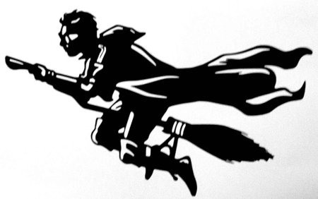 Гарри Поттер на метле силуэт