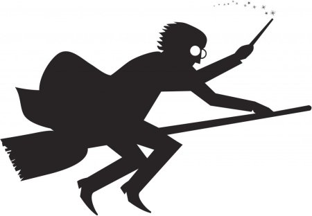 Гарри Поттер на метле вектор