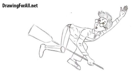 Нарисовать Гарри Поттера на метле