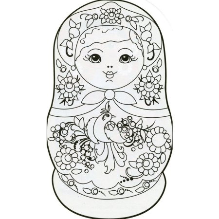 Матрёшка трафарет для раскрашивания