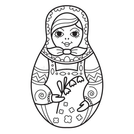 Матрешка Гжель разукрашка