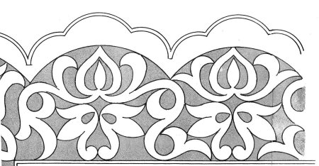 Цветочный орнамент в полосе черно белый