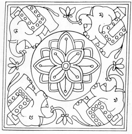 Орнамент в квадрате раскраска