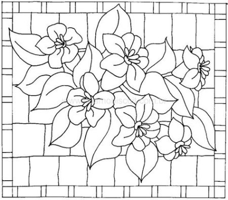 Раскраска мозаика цветы