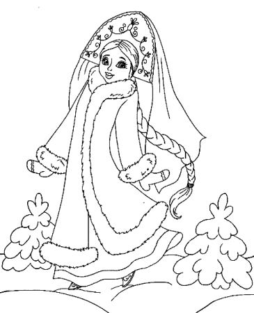 Разукрашка Снегурочка для малышей