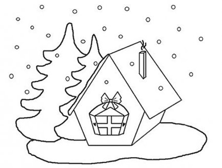 Зимний домик раскраска для детей