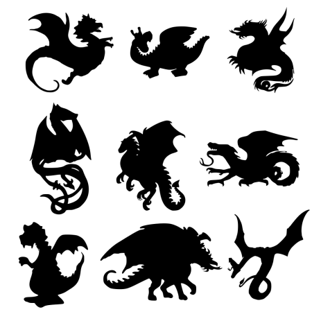 Силуэты драконов