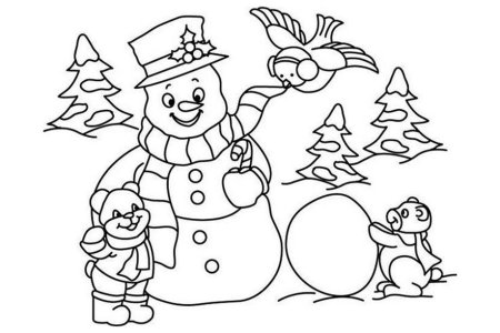 Снеговик раскраска для малышей