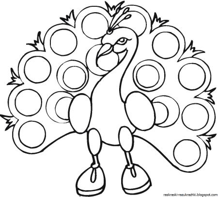 Павлин раскраска для детей