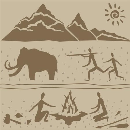 Наскальные петроглифы семья вектор