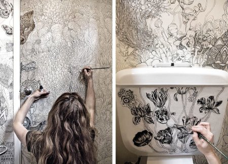 Роспись стен в ванной