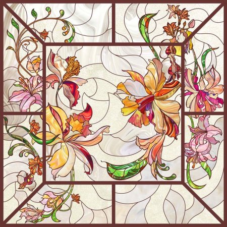 Витраж цветы