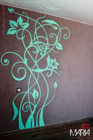 Рисунки красками на жидких обоях