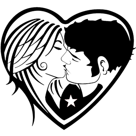 Силуэт мальчик и девочка поцелуй