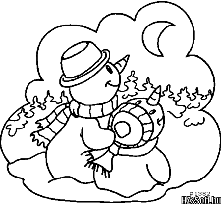 Снеговик трафарет