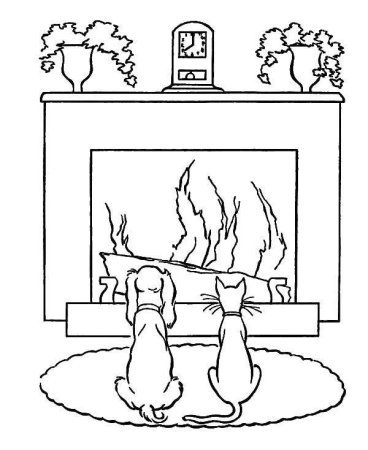 Камин раскраска