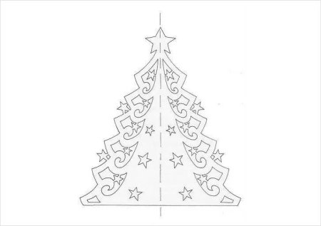 Елочка трафарет для вырезания