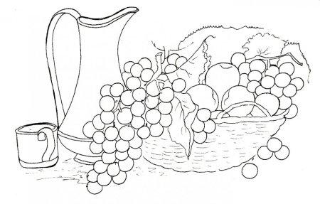 Корзина с фруктами раскраска