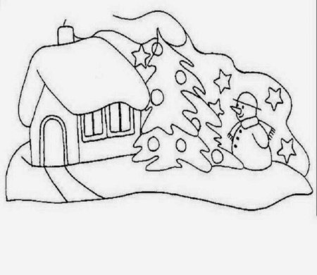 Новогодний дом раскраска