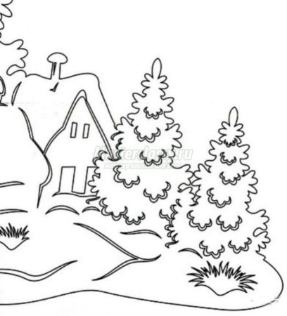 Зимний пейзаж раскраска