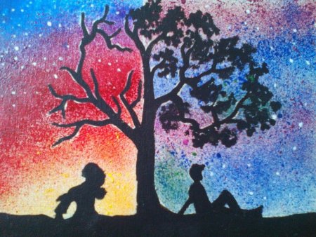 Рисование набрызгом зима