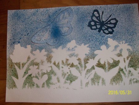 Техника набрызга листья