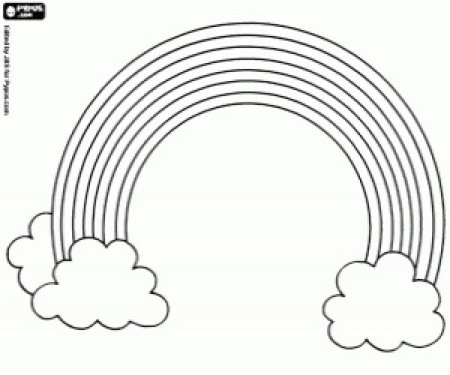 Раскраска Радуга с облаками