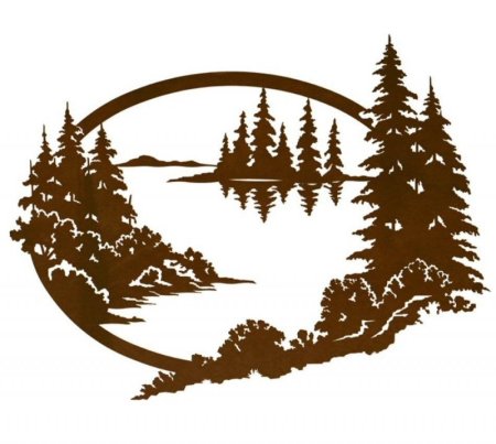 Силуэты гор и лесов