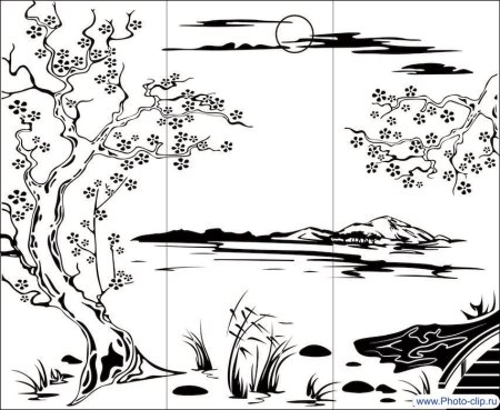 Контуры пейзажей для рисования