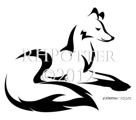 Силуэт лисы черно белый