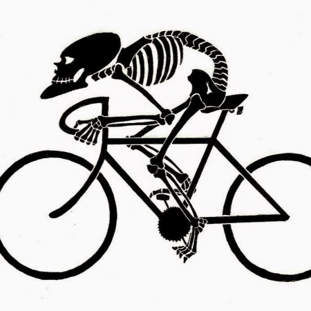 Скелет на велосипеде