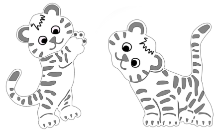 Тигренок на окно трафарет