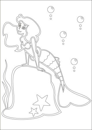 Трафарет русалки для рисования