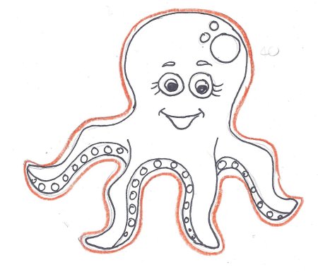 Осьминог трафарет