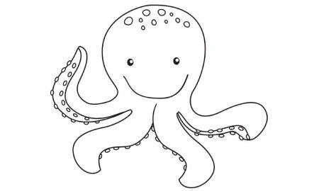 Контур осьминога для детей