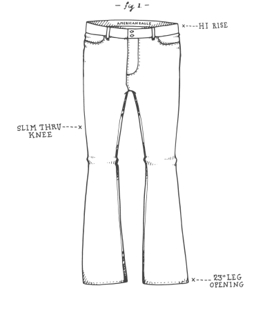 Нарисовать джинсы карандашом