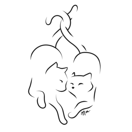 Силуэты влюбленных кошек