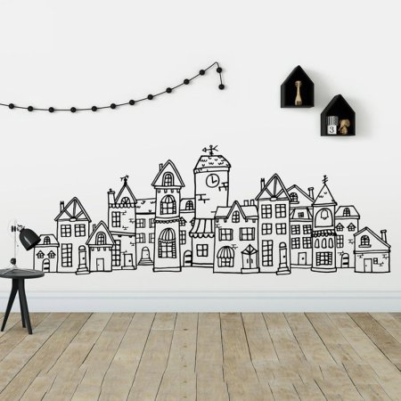 Трафарет города на стену