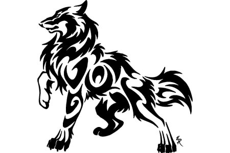 Тату волка в стиле трайбл